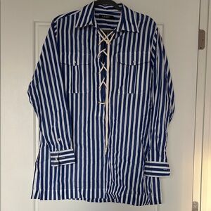 Lauren Ralph Lauren Blue and White Striped Shirt